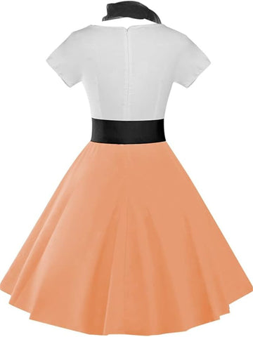 Women's Retro Poodle Print Skater Dress Vintage High Waist Rockabilly Cocktail Party Swing Dresses