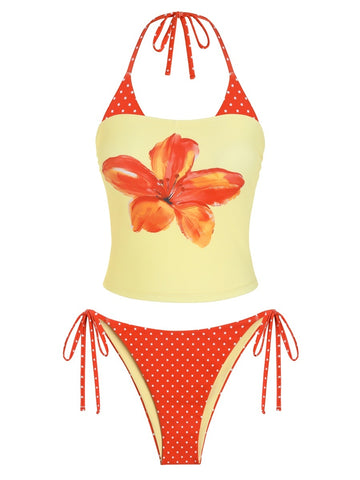 Print Halter Tankini Set