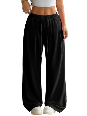High Waist Pleated Drawstring Pants
