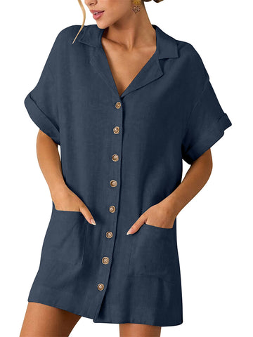 ZAFUL 255 Woman's Button Down Cotton Shirt Dress