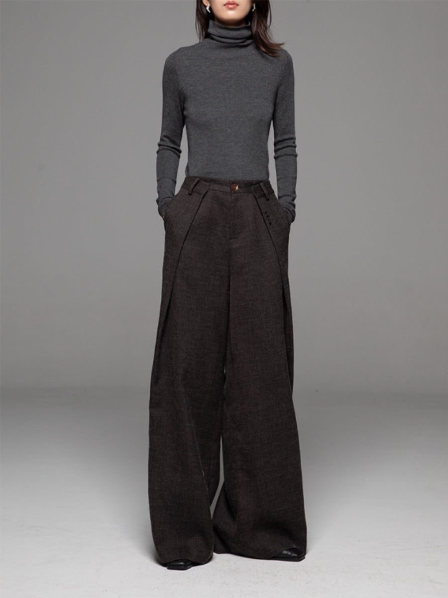 Waist Pleated Wide-leg Pants