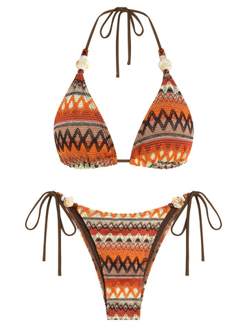 ZAFUL Women's Beads Triangle Swimsuit 2 Piece Bathing Suit