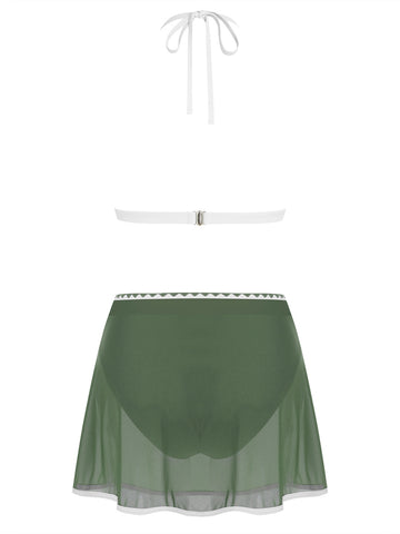 ZAFUL Women's Color Block Skirt Bikini Set