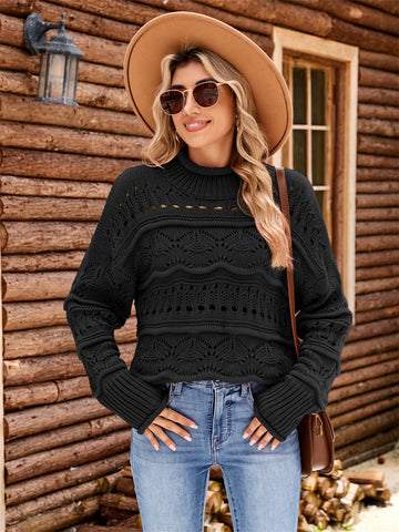 ZAFUL Women's Open Knit Solid Color Sweater