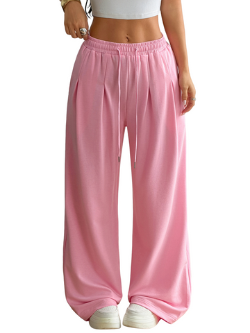 High Waist Pleated Drawstring Pants