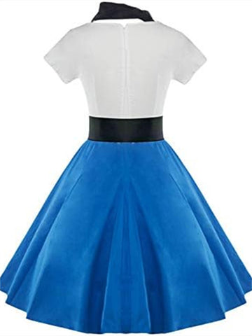 Women's Retro Poodle Print Skater Dress Vintage High Waist Rockabilly Cocktail Party Swing Dresses