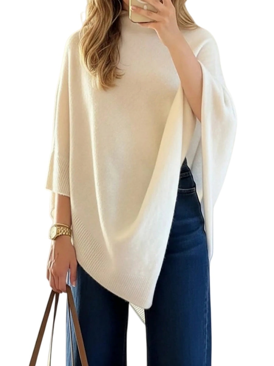 Asymmetrical Hem Shawl Wrap Cape Dolman Sleeve Top