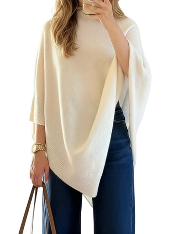 Asymmetrical Hem Shawl Wrap Cape Dolman Sleeve Top