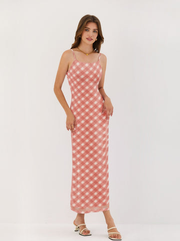 ZAFUL Summer Spaghetti Strap Maxi Dress 2025 Casual Square Neck Sleeveless Beach Bodycon Slip Long Dress