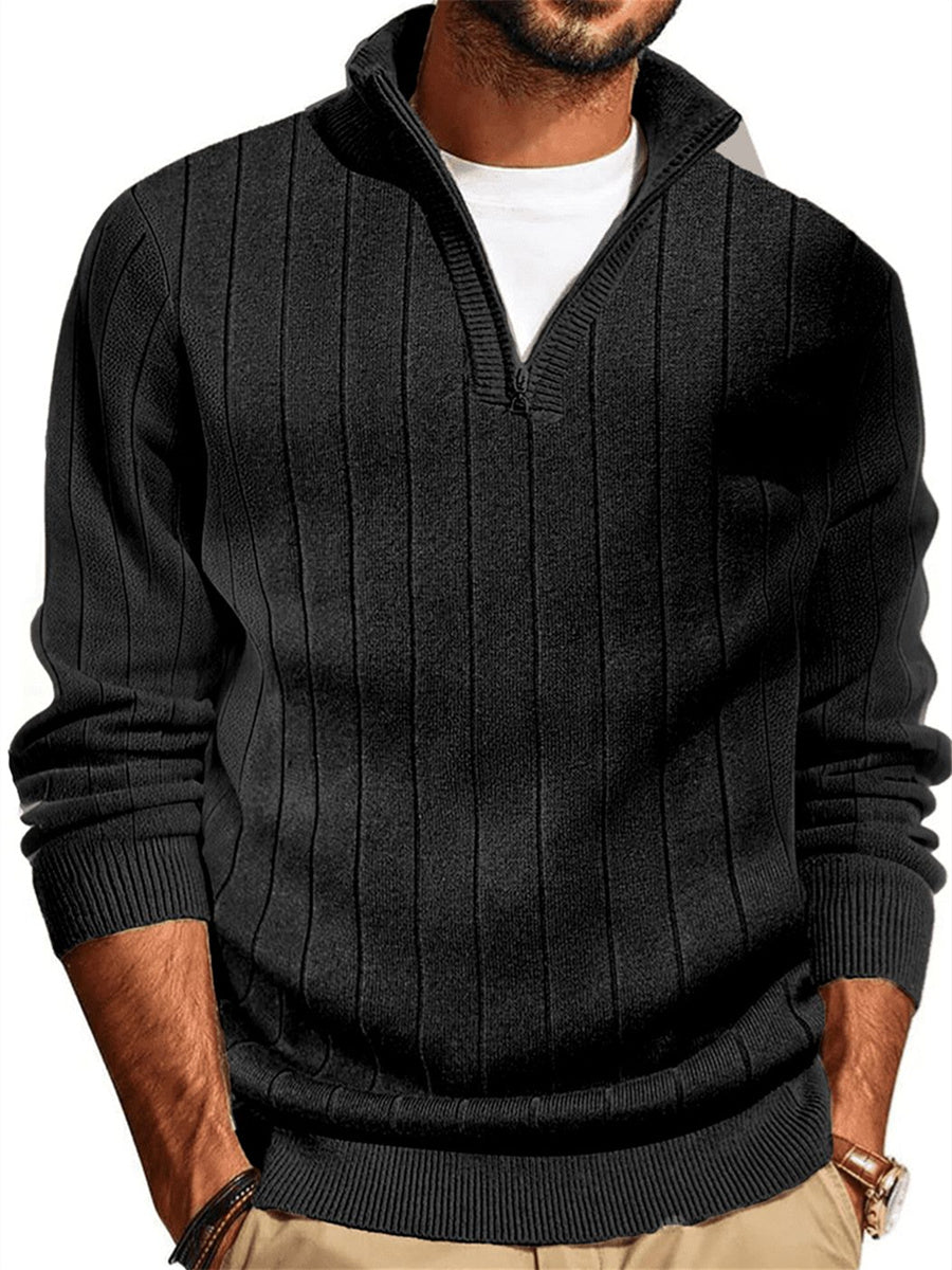 ZAFUL Mens Quarter Zip Pullover Sweaters Slim Fit Mock Neck Knit Long Sleeve Casual Polo Sweaters