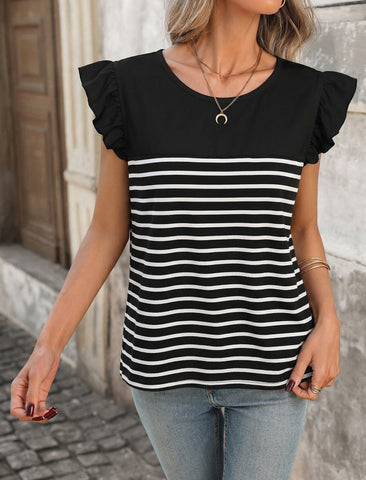 Fashion Color Block Stripe T-Shirt for Women