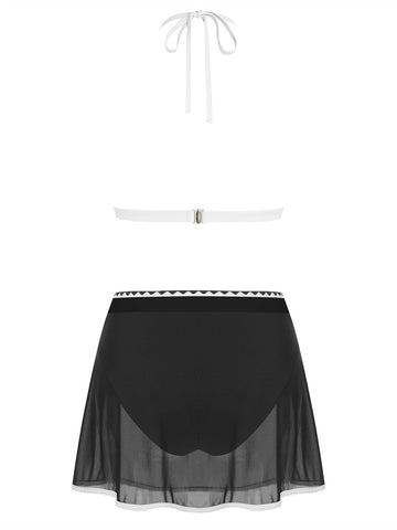 ZAFUL Women's Color Block Skirt Bikini Set