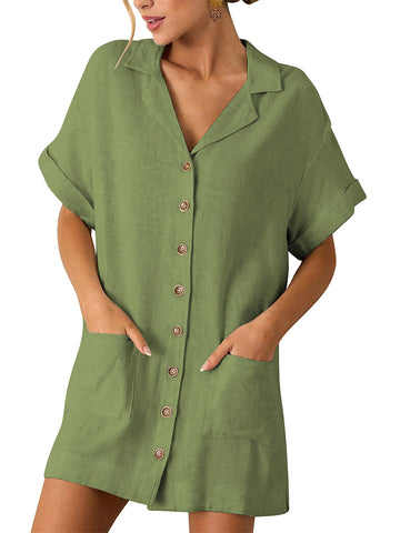 ZAFUL 255 Woman's Button Down Cotton Shirt Dress