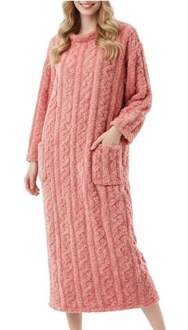 Cozy Cable-Knit Fleece Loungewear Dress