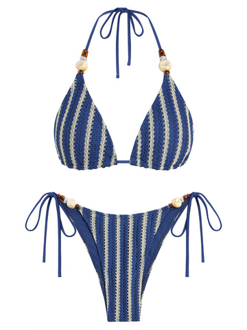 ZAFUL Women's Beads Triangle Swimsuit 2 Piece Bathing Suit