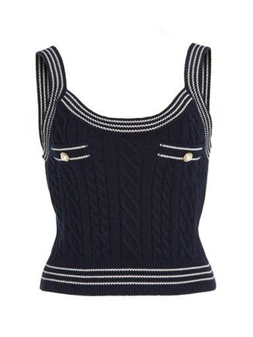 Knitted Pearl Button Vest Top