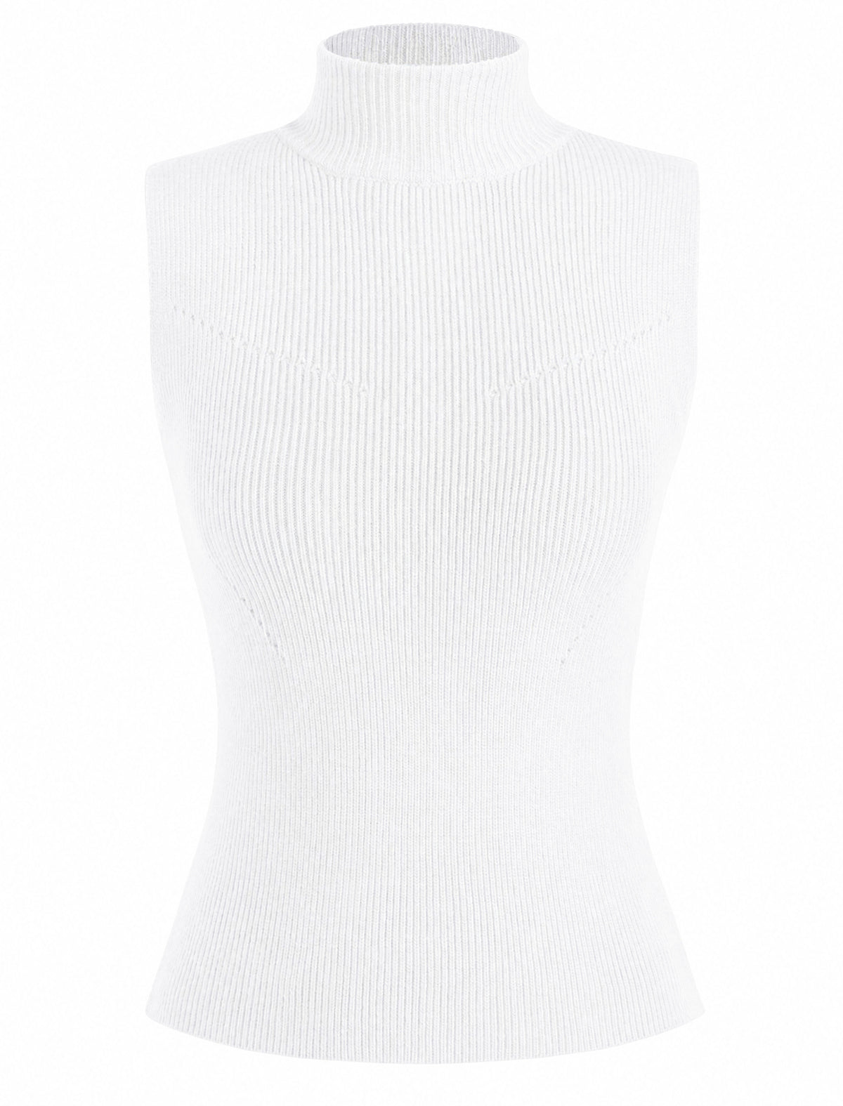 Ribbed-Knit Sleeveless Mock-Neck Vest Top