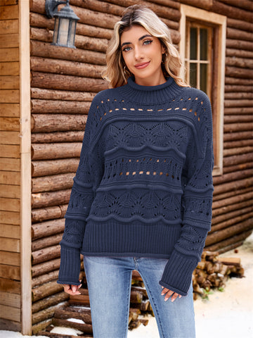 ZAFUL Women's Open Knit Solid Color Sweater