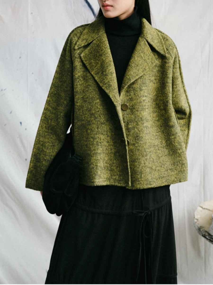 Short Double-sided Woolen Coat With Dropped Shoulder Sleeves