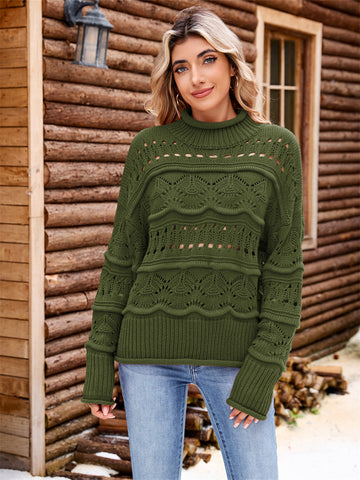 ZAFUL Women's Open Knit Solid Color Sweater