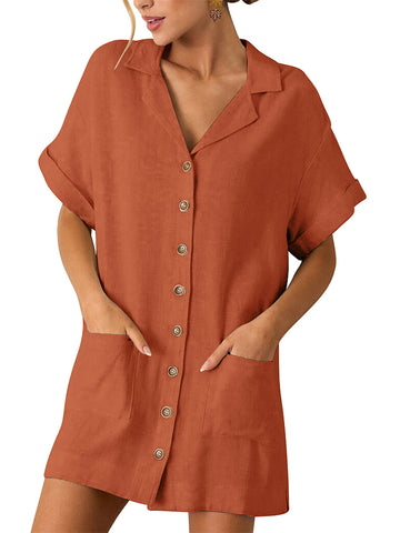 ZAFUL 255 Woman's Button Down Cotton Shirt Dress