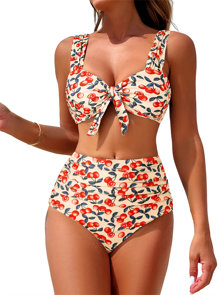 ZAFUL High Waisted Bikini Sets for Women Swim Suits 2025 Tummy Control Ruched Bikini Two Piece Bathing Suit Swimwear