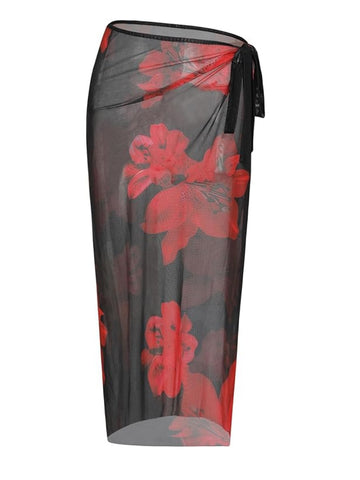 Floral Print Lightweight Swimsuit Sarong
