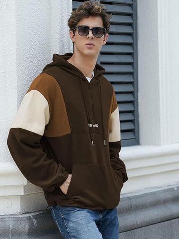 ZAFUL Men's Fluffy Polar Fleece Sweatshirt NEW YORK Embroidery Colorblock Half Zip Unisex Hoodie