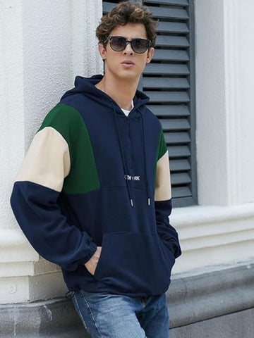 ZAFUL Men's Fluffy Polar Fleece Sweatshirt NEW YORK Embroidery Colorblock Half Zip Unisex Hoodie