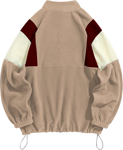 ZAFUL Men's Fluffy Polar Fleece Sweatshirt NEW YORK Embroidery Colorblock Half Zip Unisex Hoodie-AMAZON