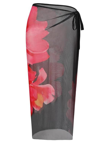 Floral Print Lightweight Swimsuit Sarong