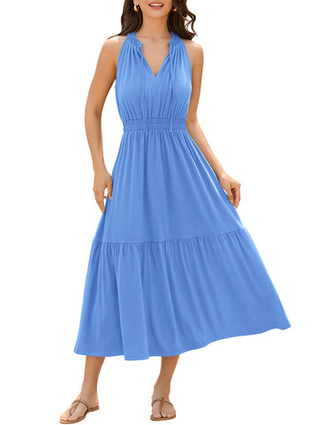 Women's Ruffle Hem Solid Color Sundress
