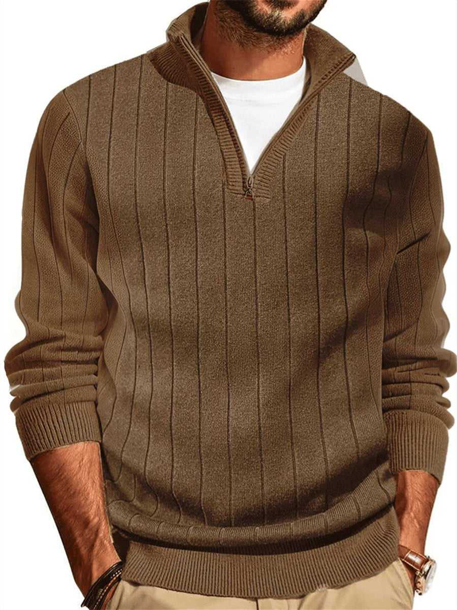 ZAFUL Mens Quarter Zip Pullover Sweaters Slim Fit Mock Neck Knit Long Sleeve Casual Polo Sweaters-AMZ