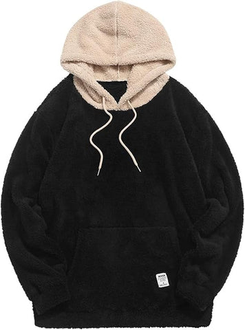 ZAFUL Colorblock Splicing Faux Fur Fluffy Hoodie
