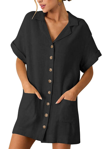 ZAFUL 255 Woman's Button Down Cotton Shirt Dress