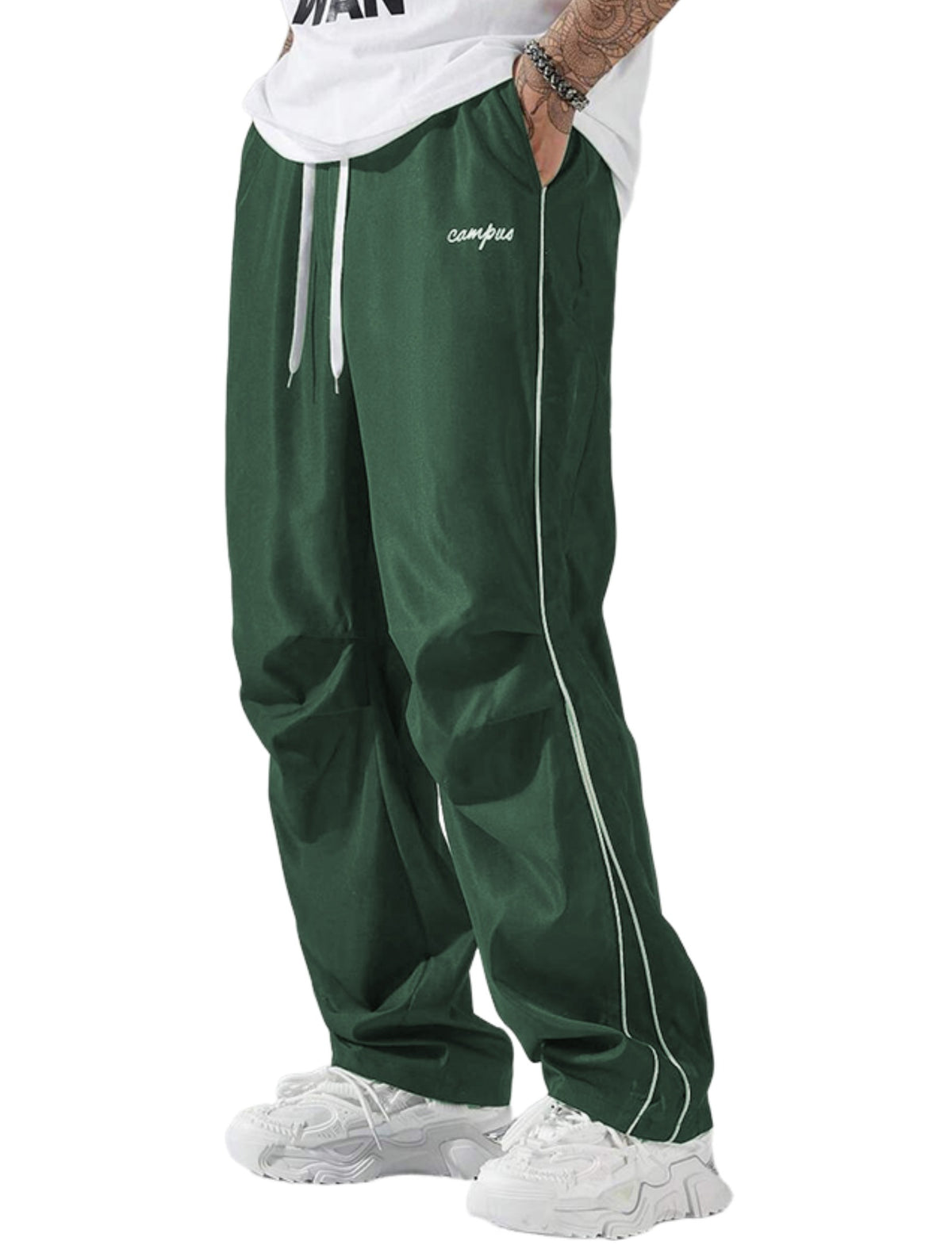 ZAFUL Men's Parachute Sweatpants Y2k Baggy Track Pants Drawstring Wide Leg Casual Trousers Streetwear-AMZ