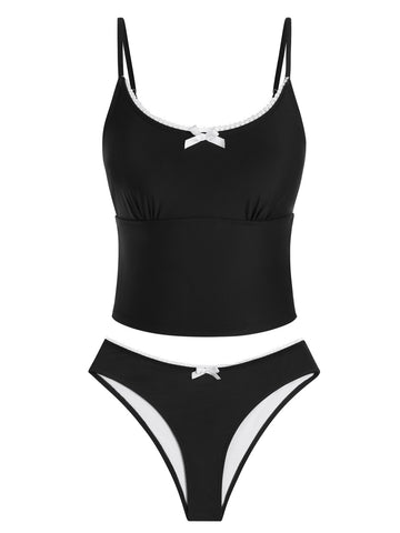 ZAFUL Womens Tankini Swimsuits Tummy Control High Cut Plaid Floral Bathing Suit