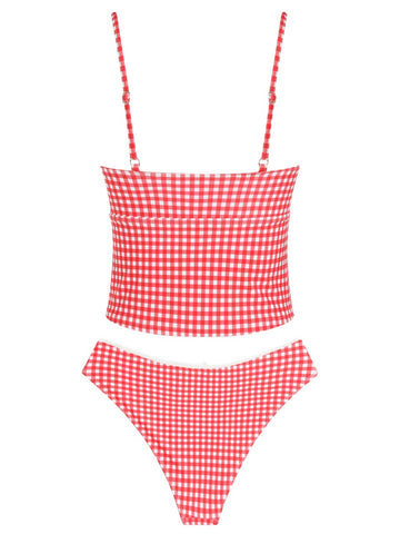 ZAFUL Womens Tankini Swimsuits Tummy Control High Cut Plaid Floral Bathing Suit