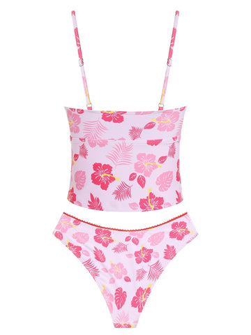 ZAFUL Womens Tankini Swimsuits Tummy Control High Cut Plaid Floral Bathing Suit