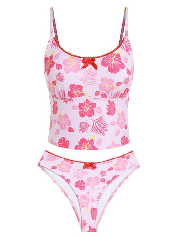 ZAFUL Womens Tankini Swimsuits Tummy Control High Cut Plaid Floral Bathing Suit