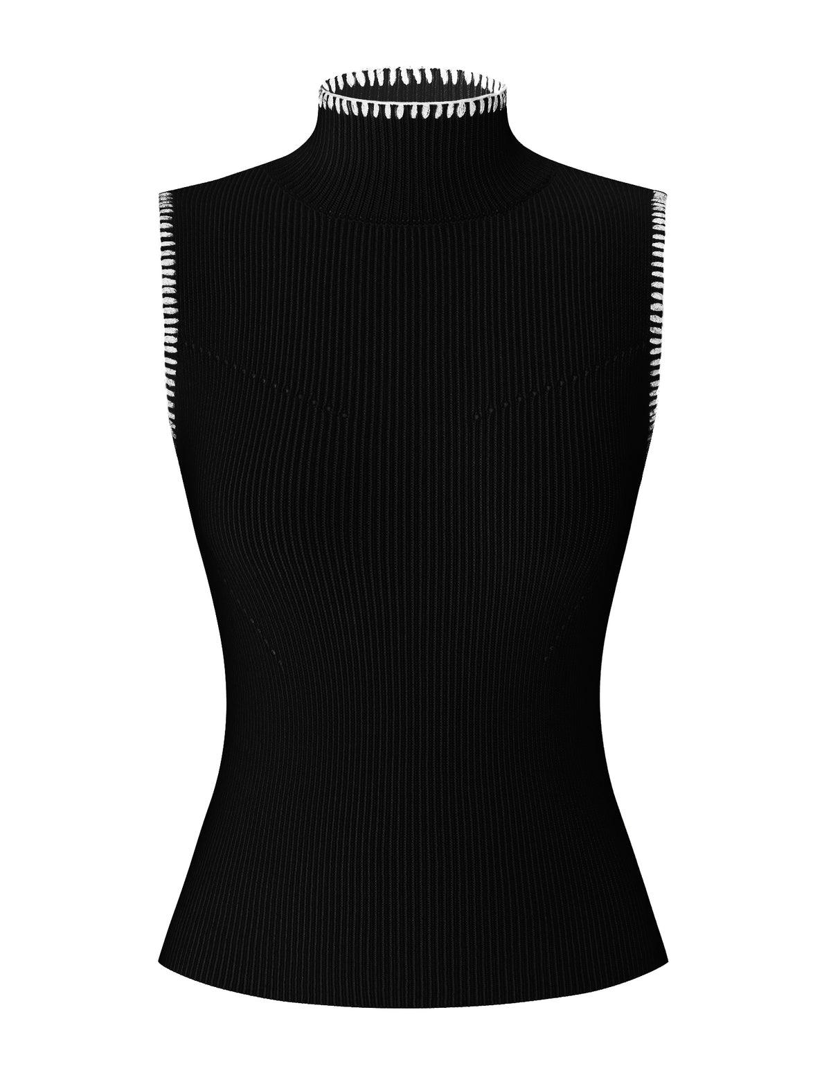 Ribbed-Knit Sleeveless Mock-Neck Vest Top
