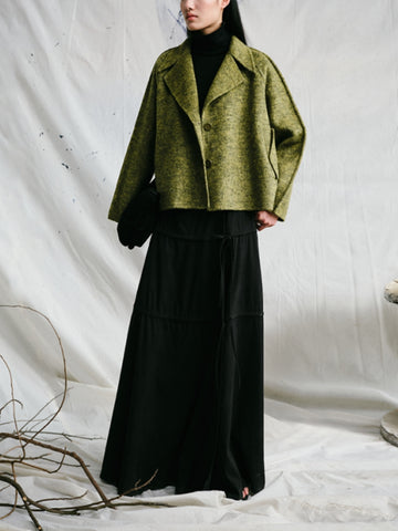 Short Double-sided Woolen Coat With Dropped Shoulder Sleeves