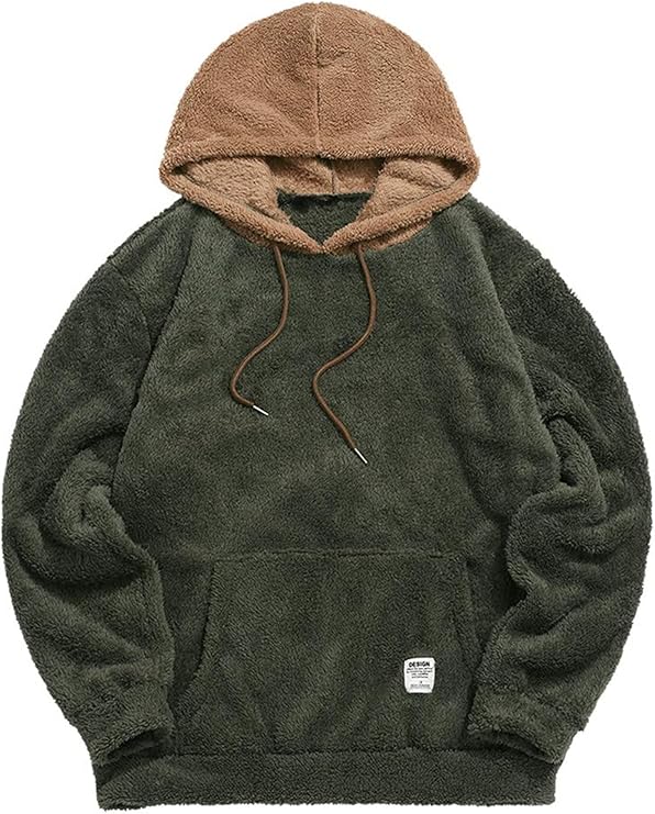 ZAFUL Colorblock Splicing Faux Fur Fluffy Hoodie