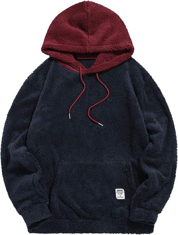 ZAFUL Colorblock Splicing Faux Fur Fluffy Hoodie