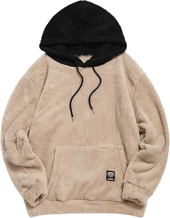 ZAFUL Colorblock Splicing Faux Fur Fluffy Hoodie