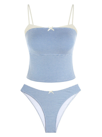 ZAFUL Bowknot Decor Square Neck Spaghetti Strap 2 Piece Swimsuit