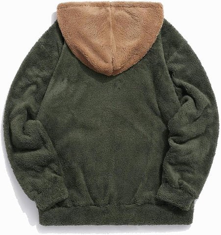 ZAFUL Colorblock Splicing Faux Fur Fluffy Hoodie