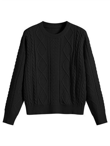 ZAFUL Women Crew Neck Loose Knitwear Lazy Basics Soft Sweaters Winter Knit Pullover