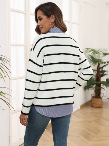 ZAFUL Women's Striped Long Sleeve Sweater Casual Top