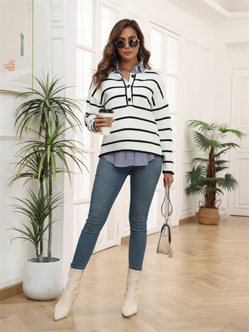 ZAFUL Women's Striped Long Sleeve Sweater Casual Top